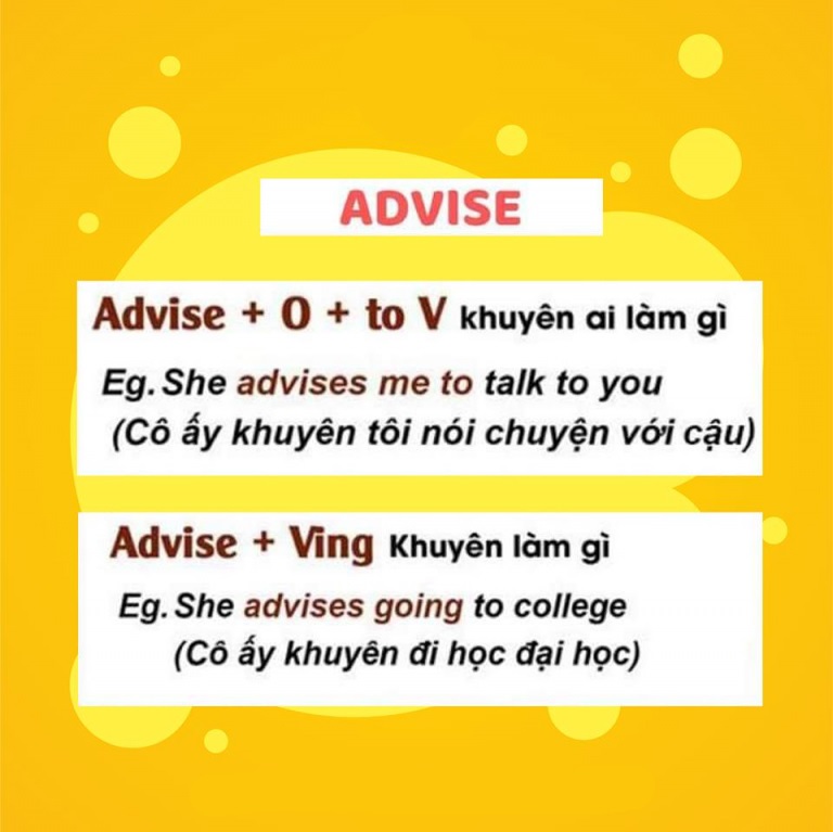 Cấu trúc Advise và sử dụng Advise trong tiếng Anh
