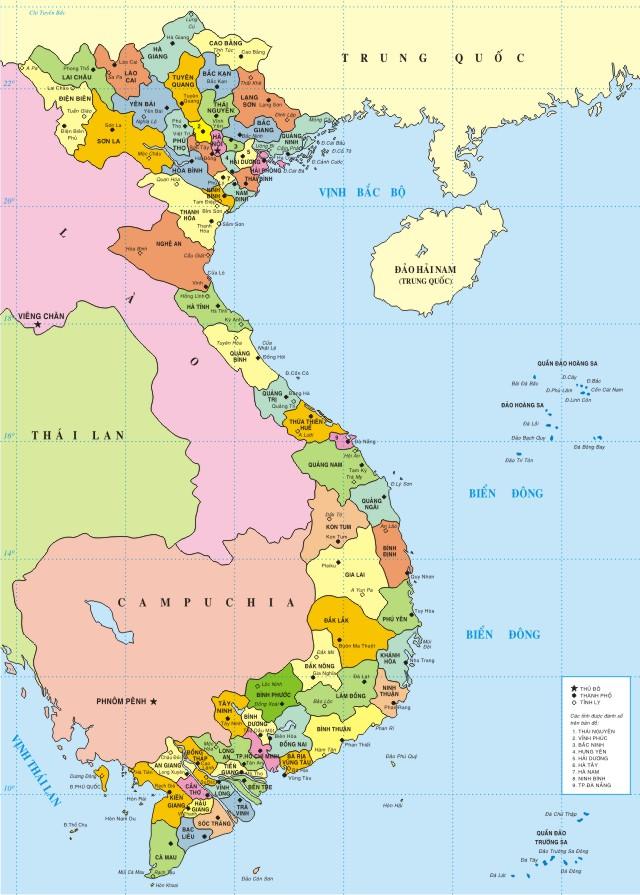 Bản đồ 63 tỉnh thành của Việt Nam
