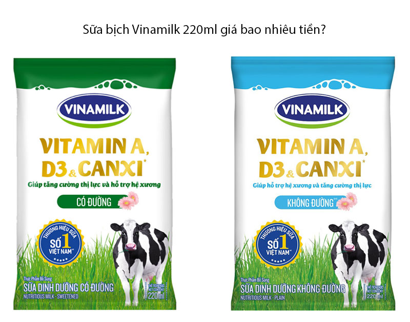 Sữa bịch Vinamilk 220ml giá bao nhiêu tiền?